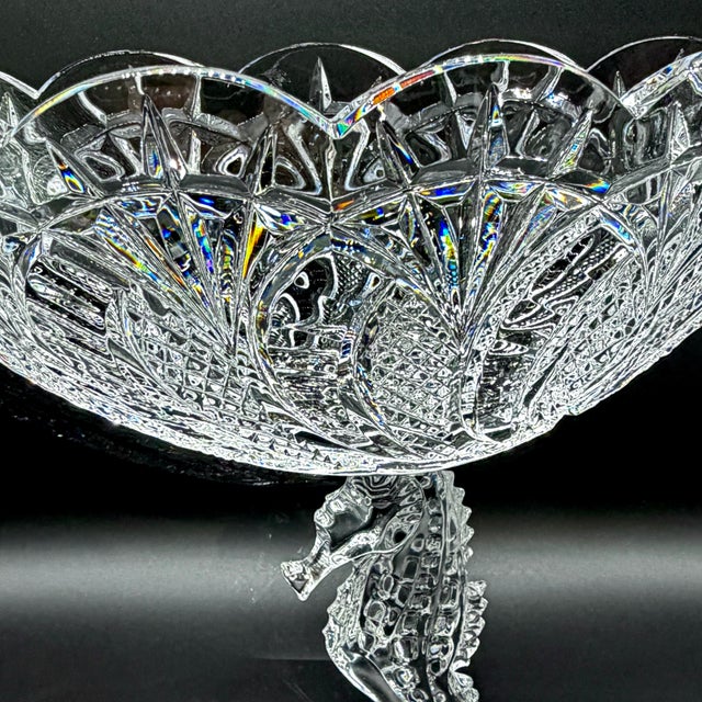 Glass Waterford Crystal Seahorse Pedestal Centrepiece Bowl with Original Box, 1980s For Sale - Image 7 of 18