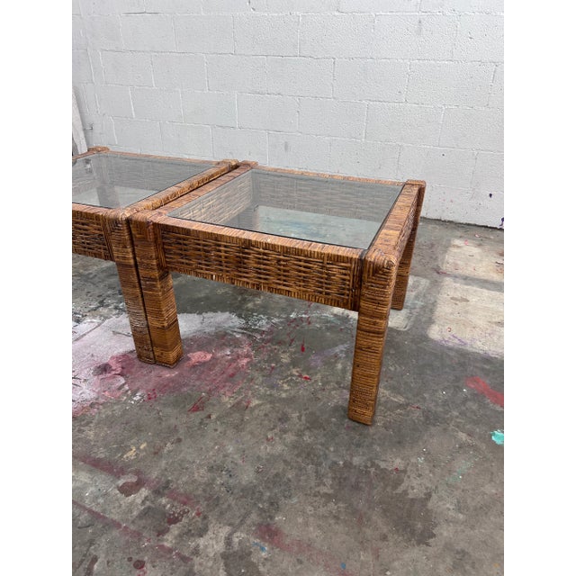 1980s Vintage 1980s Modular Rattan Coffee Tables/Side Tables -A Pair For Sale - Image 5 of 9