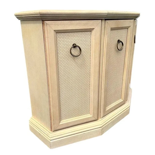 Wood Vintage Entry Cabinet with Faux Rattan Wicker 36x14x29 For Sale - Image 7 of 8