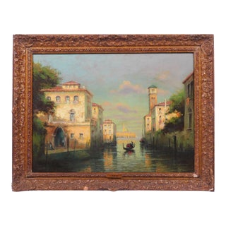 Early 20th Century Antoine Bouvard Sr (French, 1870-1955), “Venetian Canal With San Giorgio Maggiore in Distance“, Oil on Canvas For Sale