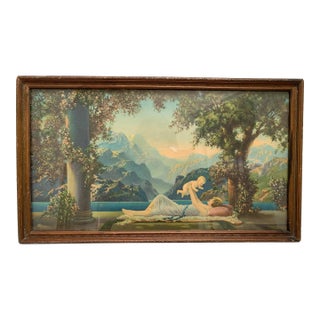Vintage Framed Maxfield Parrish Print of Mother and Child Circa 1920s For Sale