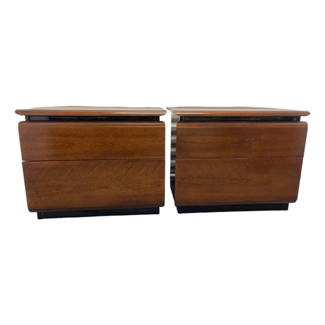 Vintage Lane Altavista Two Drawer Nightstands, Mid Century Modern, a Pair For Sale
