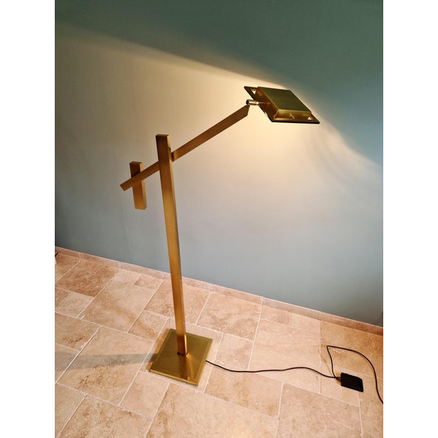 Hollywood Regency Brass Floor Lamp with Counterweight System, 1970s For Sale - Image 18 of 18