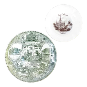 1940s New Orleans Commemorative Plates, Set of 2