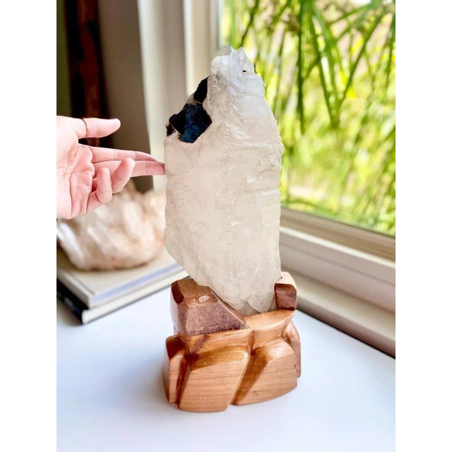 Contemporary Green Tourmaline Tourmalinated Skeleton Elestial Quartz Point Cluster Display Piece Collector Piece Statement Piece Natural Crystal Mineral For Sale - Image 3 of 7