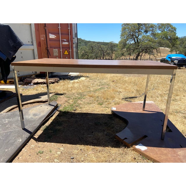 Metal Steelcase Minimalist Vintage Mid Century Modern Metal Retro Tanker Utility Table Unmarked For Sale - Image 7 of 12