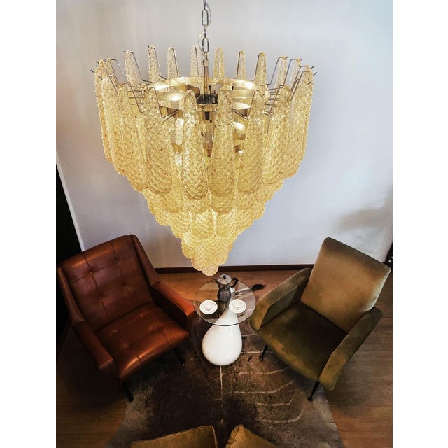 Vintage Italian Murano Chandelier with 75 Amber Glass Petals, 1990s For Sale - Image 16 of 18