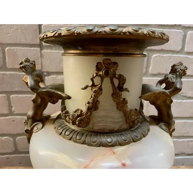 Antique French Louis XVI Style Onyx & Gilt Bronze Garniture Clock Set With Vincenti Médaille D’Argent Movement For Sale - Image 11 of 12