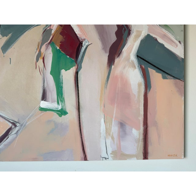 Vintage Contemporary Abstract Figurative Acrylic Painting on Canvas by Hamzik For Sale - Image 9 of 11