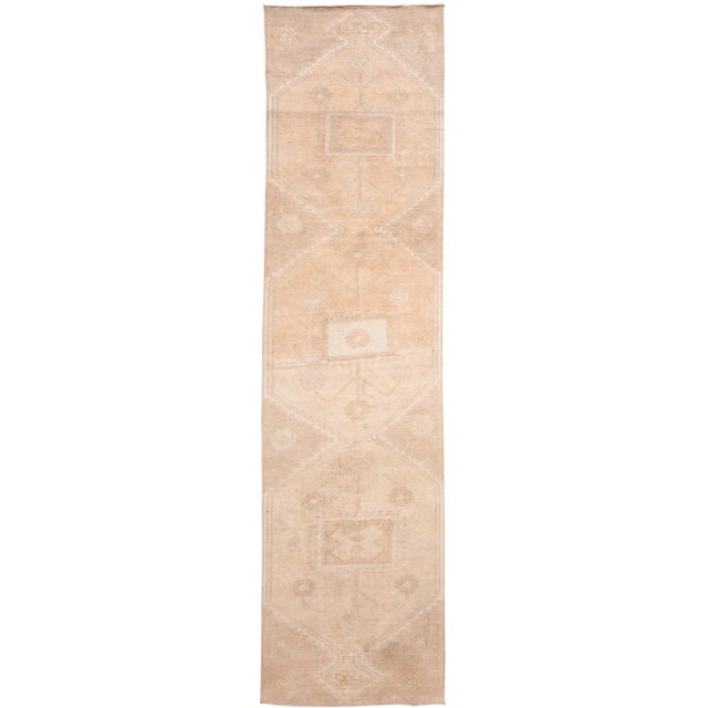 Vintage Turkish Handmade Beige Tribal Wool Runner For Sale - Image 13 of 13