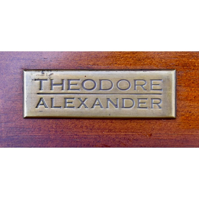 Animal Skin Vintage Theodore Alexander Brass Embossed Regency Style Cocktail Table W/Leather For Sale - Image 7 of 13