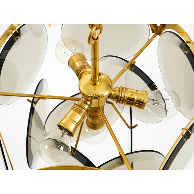 Large Brass Pendant Light with Large Round Glass Plates, 1960s For Sale - Image 13 of 18