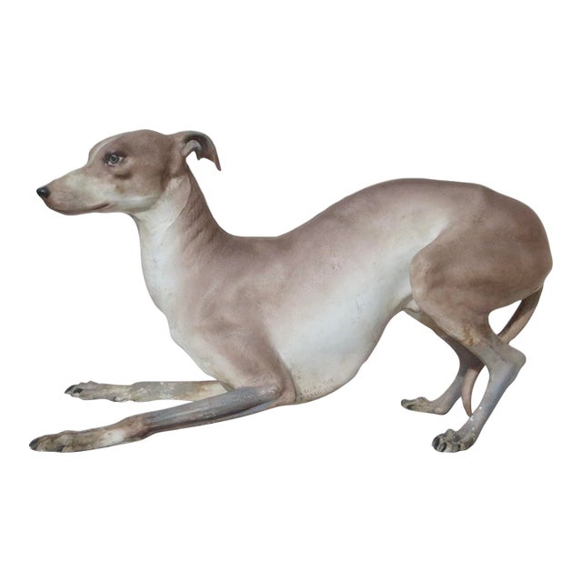 Life Size Antique French Porcelain Grey Hound 1867 ( 159 Years Old) For Sale