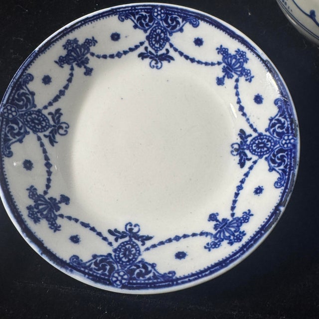 Mid 20th Century Vintage Mismatched Blue & White Chinoiserie Plates & Teapot - 7 Pieces For Sale - Image 5 of 11