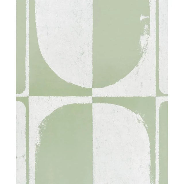 Schumacher Sample - Schumacher x Backdrop The Cloisters Panel Set in Soft Green For Sale - Image 4 of 4