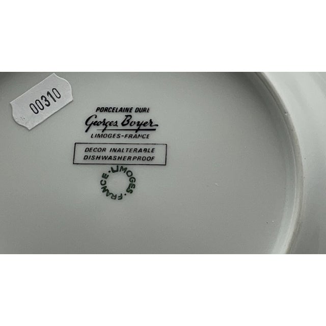 White Vintage Limoges Hard Porcelain Plates by Georges Boyer, 1960s, Set of 12 For Sale - Image 8 of 9