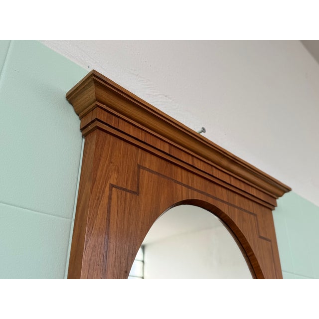 1930s Vintage Italian Oval Mirror with Wooden Frame, 1930s For Sale - Image 5 of 10