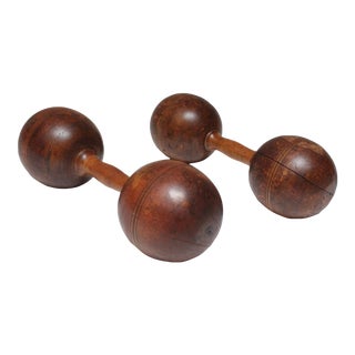 Pair of Vintage Primitive Oversized Hand Weights/Dumbbells For Sale
