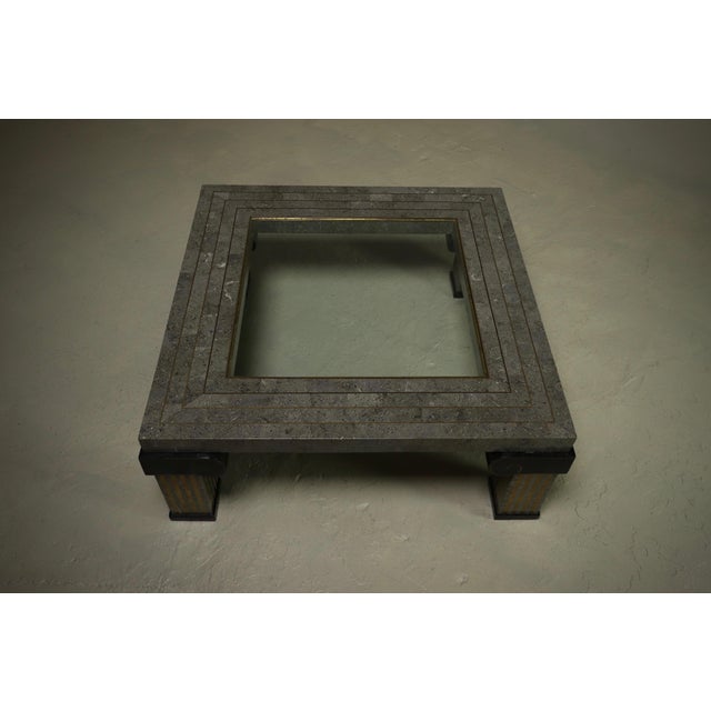 Tessellated Stone and Brass Coffee Table from Maitland Smith, 1980s For Sale - Image 6 of 12