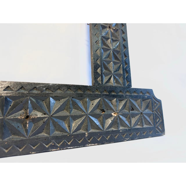 Antique Chip-Carved Tramp Art Frame Axe Motif For Sale - Image 4 of 11