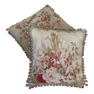 Pair of 1940s French NeedlePoint Pillows