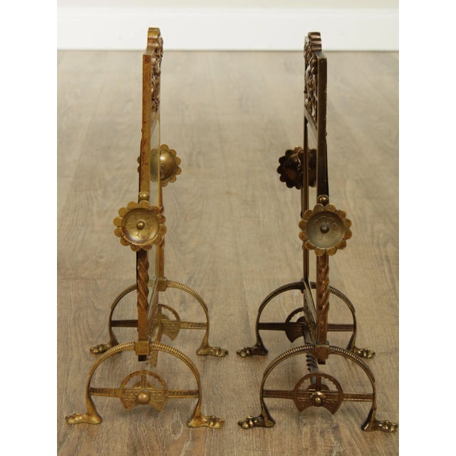 Aesthetic Movement Antique 1880's Victorian Brass Cheval Beveled Vanity Mirrors - a Pair For Sale In Philadelphia - Image 6 of 13