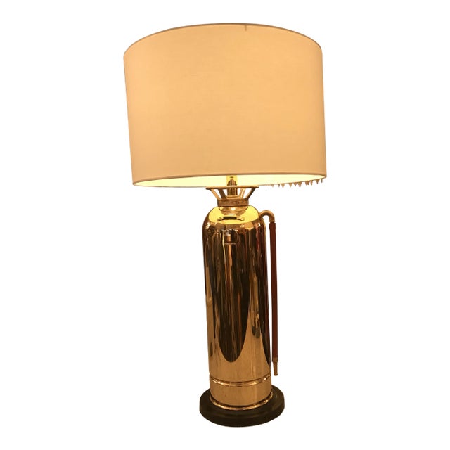 Restored Vintage Brass Fire Extinguisher Table Lamp For Sale