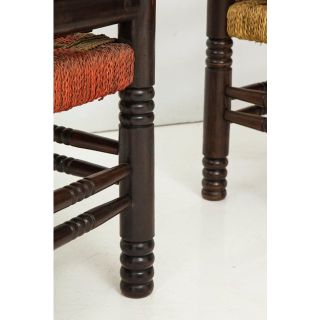 Pair of Spindle Back Armchairs With Woven Seats For Sale - Image 9 of 12