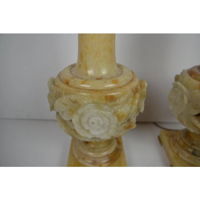 Pair of Large Size Alabaster Table Lamps by Marbro For Sale - Image 4 of 8