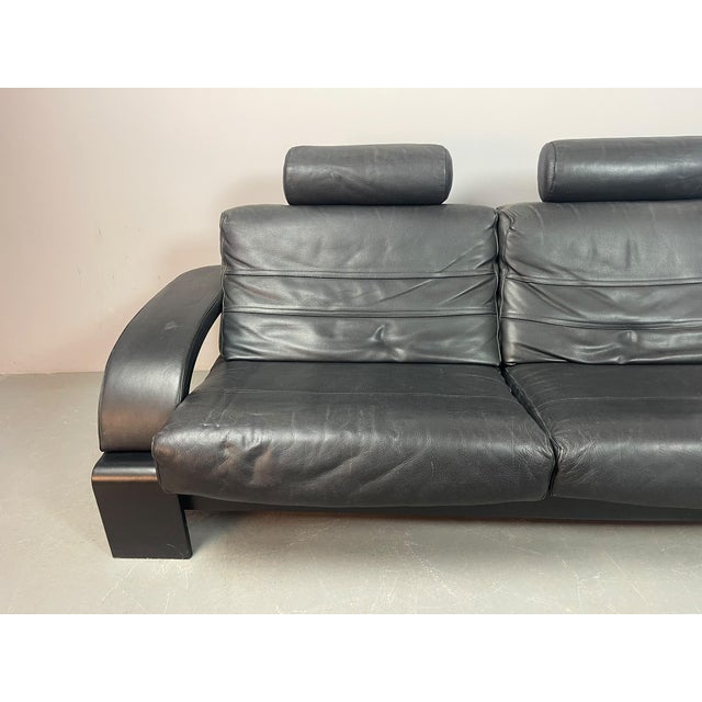 Black Leather Kroken Two-Seater Sofa by Åke Fribytter for Nelo Möbel, Sweden, 1970s For Sale - Image 12 of 17