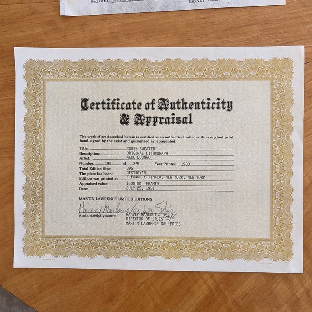 Have Certificate of Authenticity dated July 25, 1981