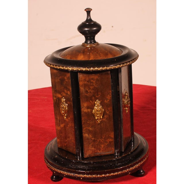 Napoleon III Cigar Humidor in Blackened Wood and Brass For Sale - Image 5 of 11