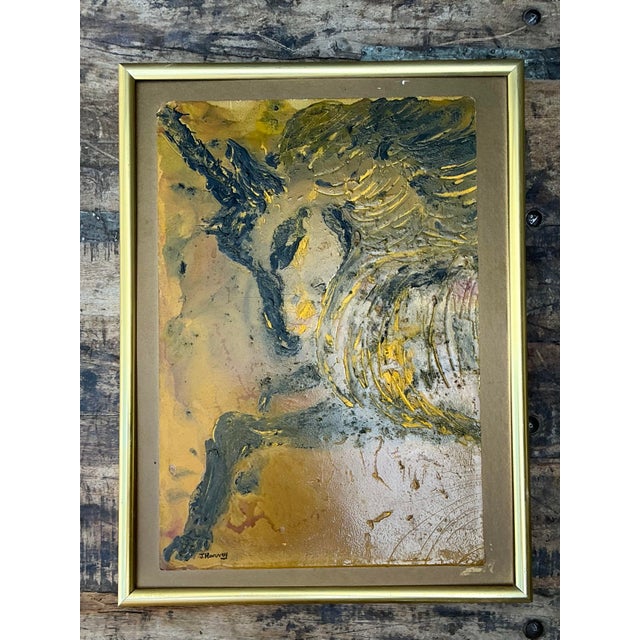 Vintage Original Acrylic Oil Painting of Unicorn For Sale - Image 12 of 12