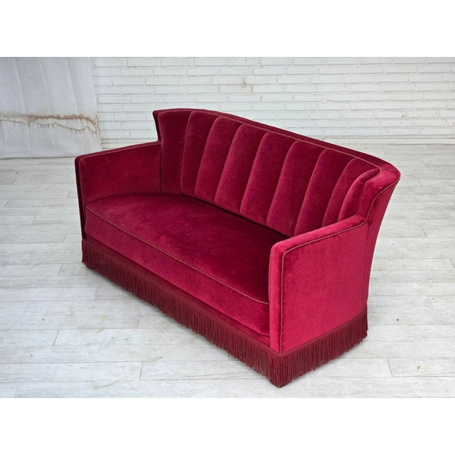 Danish 2-Seater Sofa in Velour with Ash Wood Legs, 1960s For Sale - Image 13 of 17