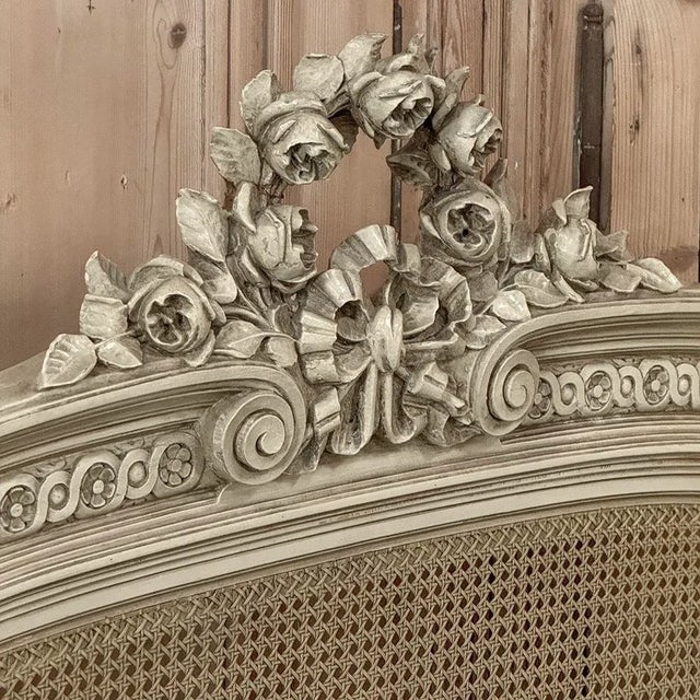 19th Century French Louis XVI Painted Queen Bed With Caning For Sale - Image 16 of 18