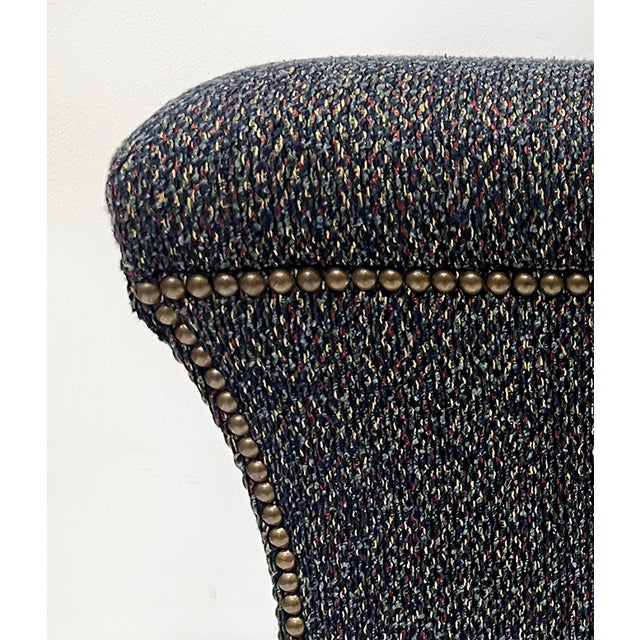 Modern Cami Stools or Ottomans Upholstered With Nail Head Trim, Pair For Sale - Image 3 of 9