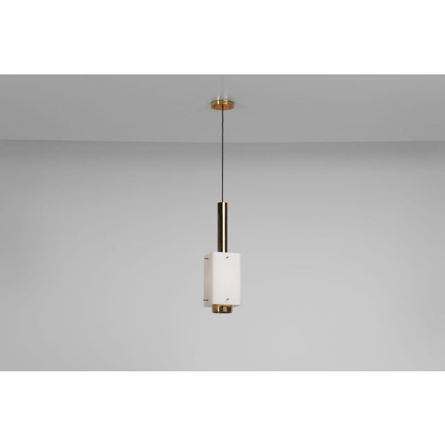 Vintage Italian Pendant Lamp in Brass and Glass from Stilnovo, 1960s For Sale - Image 15 of 16