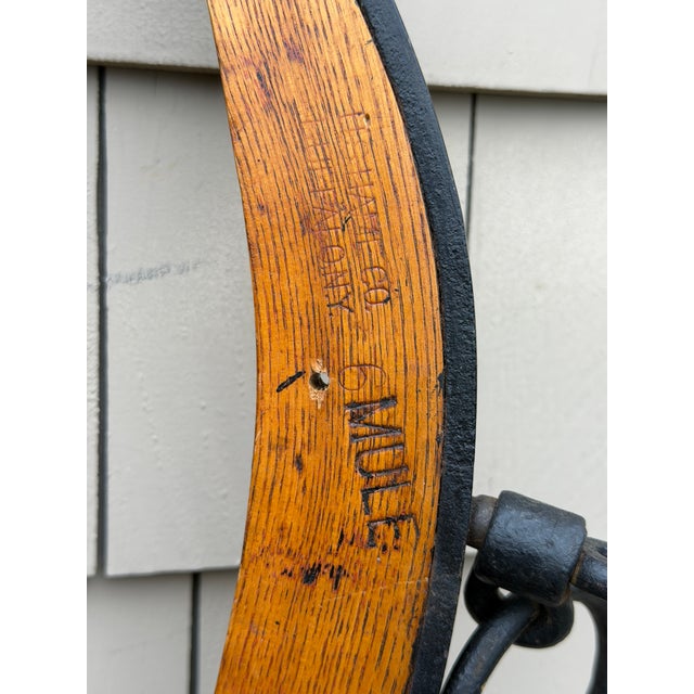 Antique u.s. Hame Co. Buffalo Ny Mule Hames – Original Wooden & Iron Harness Pair c.1900–1925 – Rustic Farmhouse Wall Decor For Sale In Boston - Image 6 of 18