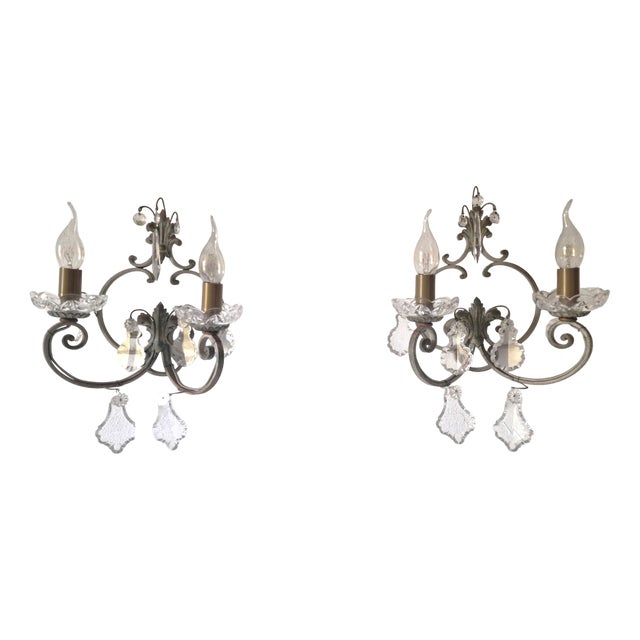 Antique Louis XV Style Wall Sconces, 1970s, Set of 2 For Sale
