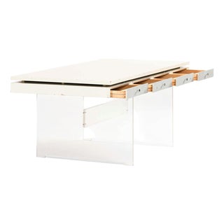 Desk in Lacquer and Acrylic Glass by Poul Nørreklit for Sigurd Hansens Møbelfabrik, 1960s For Sale