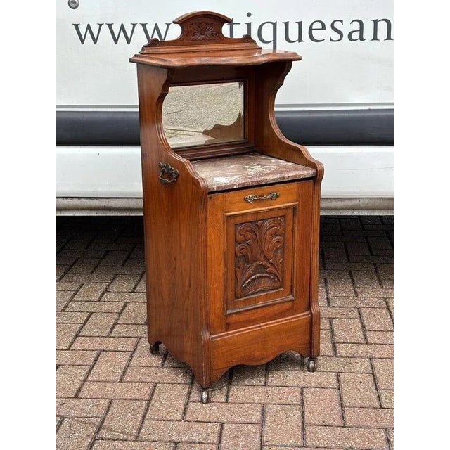 Victorian Walnut Coal Cabinet with Marble Top For Sale - Image 10 of 13