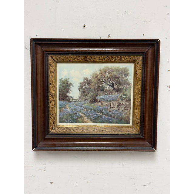 Design Plus Gallery presents a "Blue Bonnet Trail" Print by Porfirio Salinas (1910-1973). A scenic landscape capturing a...