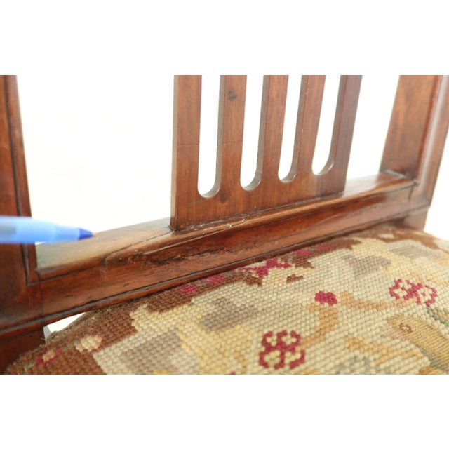 Antique Vintage High Needlepoint Seat Childs Chair For Sale - Image 4 of 12