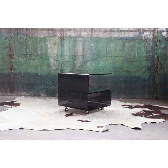 1990s Postmodern Black Smoked Glass End Table For Sale - Image 9 of 9
