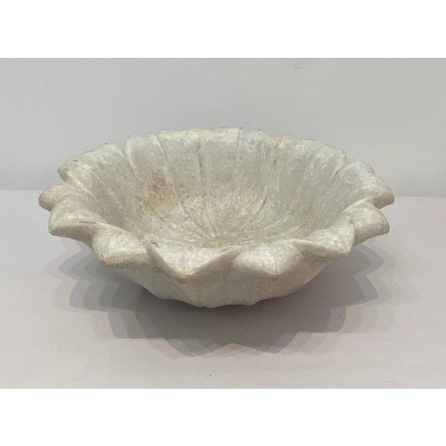 Carved Marble Lotus Bowl For Sale In West Palm - Image 6 of 6