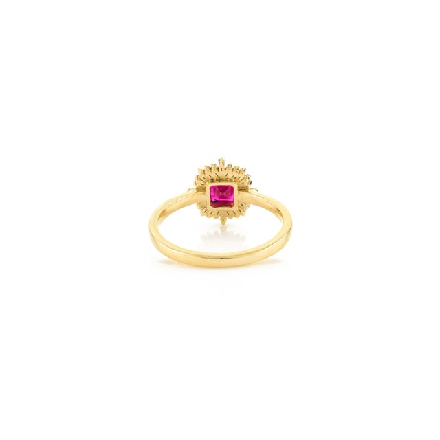 14k Gold Ruby Diamond Starburst Ring for Her Engagement Size 6 For Sale In New York - Image 6 of 11