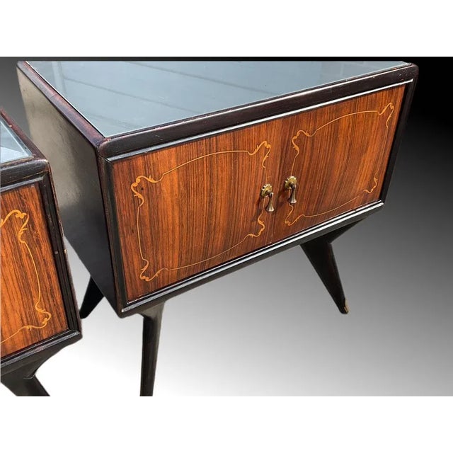 Black Italian Art Deco Bedside Cabinets in the style of Paolo Buffa, 1950s, Set of 2 For Sale - Image 8 of 12