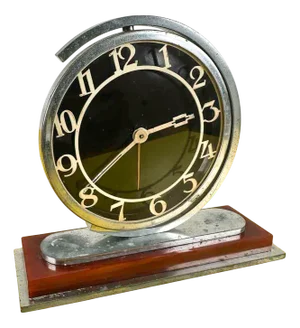 Vintage German Table Clock in Metal and Glass, 1930s