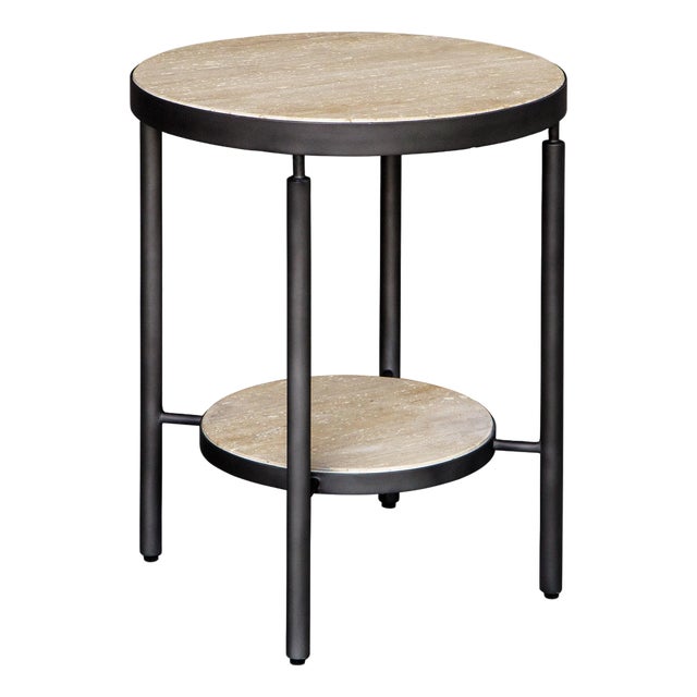 Dauntless Travertine Side Table For Sale