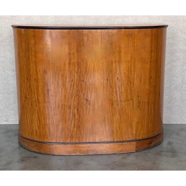 Early 20th Century Art Deco Demilune Burl Walnut and Ebonized Credenza with doors and drawers For Sale - Image 4 of 18